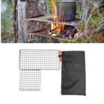 Estante para ollas para acampar al aire libre, cuadrado, acero inoxidable 304, malla para barbacoa, estufa de leña simple