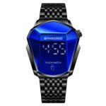 BINBOND Locomotive Concept Reloj con correa de acero con pantalla táctil Reloj con tecnología negra en vivo para hombres, Touch Screen Black Steel Blue