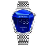 BINBOND Locomotive Concept Reloj con correa de acero con pantalla táctil Reloj con tecnología negra en vivo para hombres, Touch Screen White Steel Blue