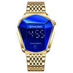 BINBOND Locomotive Concept Reloj con correa de acero con pantalla táctil Reloj con tecnología negra en vivo para hombres, Touch Screen Full Gold Blue
