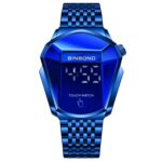 BINBOND Locomotive Concept Reloj con correa de acero con pantalla táctil Reloj con tecnología negra en vivo para hombres, Touch Screen Blue Steel Blue