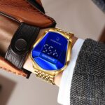 BINBOND Locomotive Concept Reloj con correa de acero con pantalla táctil Reloj con tecnología negra en vivo para hombres, Touch Screen Black Steel Blue - Imagen 4