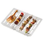 Accesorios portátiles de la comida campestre del Bbq de la red de la barbacoa plegable del acero inoxidable, M 22.6x15.8CM - Imagen 4
