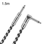 1 cabezal recto + 1 cabezal acodado Cable de guitarra de 6,35mm núcleo de cobre sin oxígeno TS Cable grande de dos núcleos, 1.5m