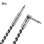 1 cabezal recto + 1 cabezal acodado Cable de guitarra de 6,35mm núcleo de cobre sin oxígeno TS Cable grande de dos núcleos, 8m