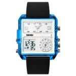 SKMEI 2021 Reloj deportivo cuadrado con esfera grande y triple movimiento para hombre, 2021 Transparent Blue