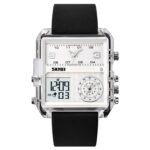 SKMEI 2021 Reloj deportivo cuadrado con esfera grande y triple movimiento para hombre, 2021 Transparent White
