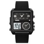 SKMEI 2021 Reloj deportivo cuadrado con esfera grande y triple movimiento para hombre, 2021 Black White Machine