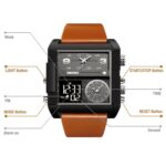 SKMEI 2021 Reloj deportivo cuadrado con esfera grande y triple movimiento para hombre, 2021 Amber - Imagen 3
