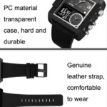 SKMEI 2021 Reloj deportivo cuadrado con esfera grande y triple movimiento para hombre, 2021 Amber - Imagen 4