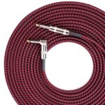 Cable de conexión de guitarra Folk Bass Performance Reducción de ruido Codo Cable de guitarra de audio, 0.5m(Red Black)