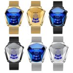 BINBOND Locomotive Concept Reloj Hombre Live Black Technology Watch, Gold Net Belt Full Gold Gold Face - Imagen 2
