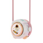 MD666-3 Mini ventilador portátil sin aspas para colgar en el cuello, cápsula espacial de dibujos animados, Hanging Neck Fan (Pink)