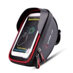 WHEEL UP-Bolsa de teléfono móvil para bicicleta con pantalla táctil antisalpicaduras, bolsa para manillar de bicicleta de montaña, Black, Black and Red, 010 Chinese Elements, Twist Section-Black, Ball Pattern Section-Black
