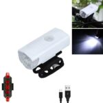 Equipo de ciclismo con iluminación de faros delanteros con carga USB para bicicleta, 2255 Light+928 Red Taillight (White)