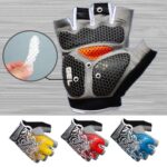 Guantes antideslizantes que absorben los golpes para ciclismo, guantes de medio dedo para entrenamiento de levantamiento de pesas y Fitness, L - Imagen 3
