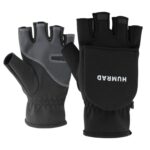 HUMRAO Guantes cálidos con cubierta abatible de medio dedo de invierno para deportes al aire libre esquí y ciclismo, L, XL