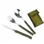 Mini juego de vajilla portátil, herramienta para exteriores, juego de cubiertos plegables con cuchara, tenedor, cuchillos para acampar, Picnic, acero inoxidable