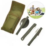 Mini juego de vajilla portátil, herramienta para exteriores, juego de cubiertos plegables con cuchara, tenedor, cuchillos para acampar, Picnic, acero inoxidable - Imagen 2