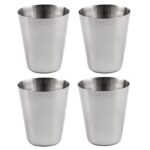 Mini taza de acero inoxidable 4 en 1 para exteriores, juego de tazas de agua potable portátiles para senderismo, Camping y viajes, taza de cuero, 30ML - Imagen 3