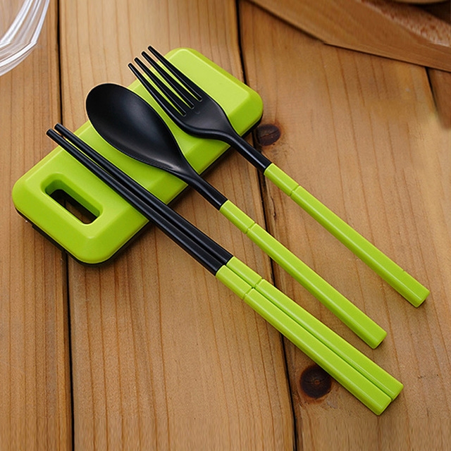 TBD050750901B.jpg Vajilla plegable 3 en 1 ABS, juego de cubiertos, tenedor y palillos con caja de almacenamiento, juego de vajilla para acampar al aire libre, senderismo y viaje - Imagen 1