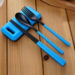 Vajilla plegable 3 en 1 ABS, juego de cubiertos, tenedor y palillos con caja de almacenamiento, juego de vajilla para acampar al aire libre, senderismo y viaje - Imagen 4