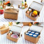 Bolsa de Picnic para acampar al aire libre, caja de mimbre para cesta de Picnic, caja de almacenamiento para almuerzo térmica