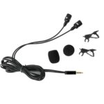 Micrófono Lavalier con cable, condensador, micrófono de doble cabeza, dos personas, teléfono móvil en vivo, micrófono K Song, 515PU Bag - Imagen 2