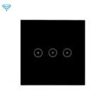 Teléfono móvil del control de voz del interruptor del panel táctil de la pared de Wifi teledirigido, Black 3 Gang (Zero Firewire Wifi  )