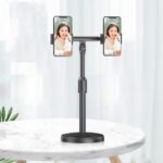 Soporte de transmisión en vivo para teléfono móvil multifuncional retráctil Universal de escritorio de 2 piezas, Dual Positions