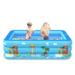 Piscina inflable cuadrada para niños con patrón de parque de atracciones interior y exterior para el hogar, 130 x 85 x 50cm
