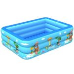 Piscina inflable cuadrada para niños con patrón de parque de atracciones interior y exterior para el hogar, 130 x 85 x 50cm - Imagen 3