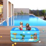 Piscina inflable cuadrada para niños con patrón de parque de atracciones interior y exterior para el hogar, 130 x 85 x 50cm - Imagen 4