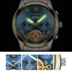 FNGEEN 4001 Reloj no mecánico para hombre Reloj de cuarzo multifunción, Black Steel White Surface Gold Nails - Imagen 4