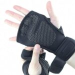 Guantes deportivos de medio dedo, guantes antideslizantes de silicona para equipos de Fitness, pulseras deportivas de compresión, S（Black） - Imagen 2
