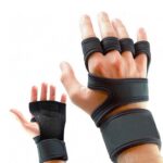 Guantes deportivos de medio dedo, guantes antideslizantes de silicona para equipos de Fitness, pulseras deportivas de compresión, M（Black）