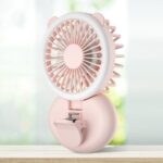 D11 Luz de relleno Clip colgante cuello ventilador plegable de mano Mini ventilador de escritorio USB, D11 Pink