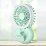 D11 Luz de relleno Clip colgante cuello ventilador plegable de mano Mini ventilador de escritorio USB, D11 Green