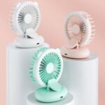 D11 Luz de relleno Clip colgante cuello ventilador plegable de mano Mini ventilador de escritorio USB, D11 Green - Imagen 2
