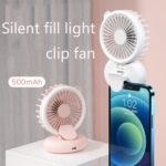 D11 Luz de relleno Clip colgante cuello ventilador plegable de mano Mini ventilador de escritorio USB, D11 Green - Imagen 3
