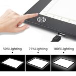 Estación de copia, estación de drenaje de Anime, tablero de copia LED con tablero de luz de succión magnética, placa de dibujo con Cable USB, A3 3 Gear Dimming (Black) - Imagen 2