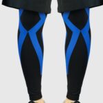 Un par de rodilleras deportivas HX022, protección elástica de compresión para muslos y pantorrillas, baloncesto al aire libre, equipo de protección para montar en fútbol, M (Black / Blue)