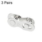 Cadena de bicicleta de carretera de montaña ZH405 Cadena de hebilla mágica Hebilla de liberación rápida, 3 Pairs 6/7/8 Speed (Silver)