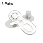 Cadena de bicicleta de carretera de montaña ZH405 Cadena de hebilla mágica Hebilla de liberación rápida, 3 Pairs 12 Speed (Silver)
