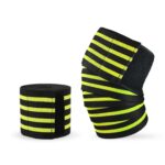2 rodilleras deportivas envueltas en vendaje de cuatro rayas de nailon, Nylon Knee Pads (Black Yellow) - Imagen 2