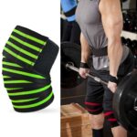 2 rodilleras deportivas envueltas en vendaje de cuatro rayas de nailon, Nylon Knee Pads (Black Green)