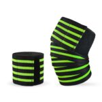 2 rodilleras deportivas envueltas en vendaje de cuatro rayas de nailon, Nylon Knee Pads (Black Green) - Imagen 2