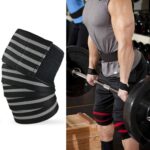 2 rodilleras deportivas envueltas en vendaje de cuatro rayas de nailon, Nylon Knee Pads (Black Ash)