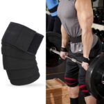 2 rodilleras deportivas envueltas en vendaje de cuatro rayas de nailon, Nylon Knee Pads (All Black)