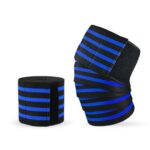 2 rodilleras deportivas envueltas en vendaje de cuatro rayas de nailon, Nylon Knee Pads (Black Royal Blue) - Imagen 2